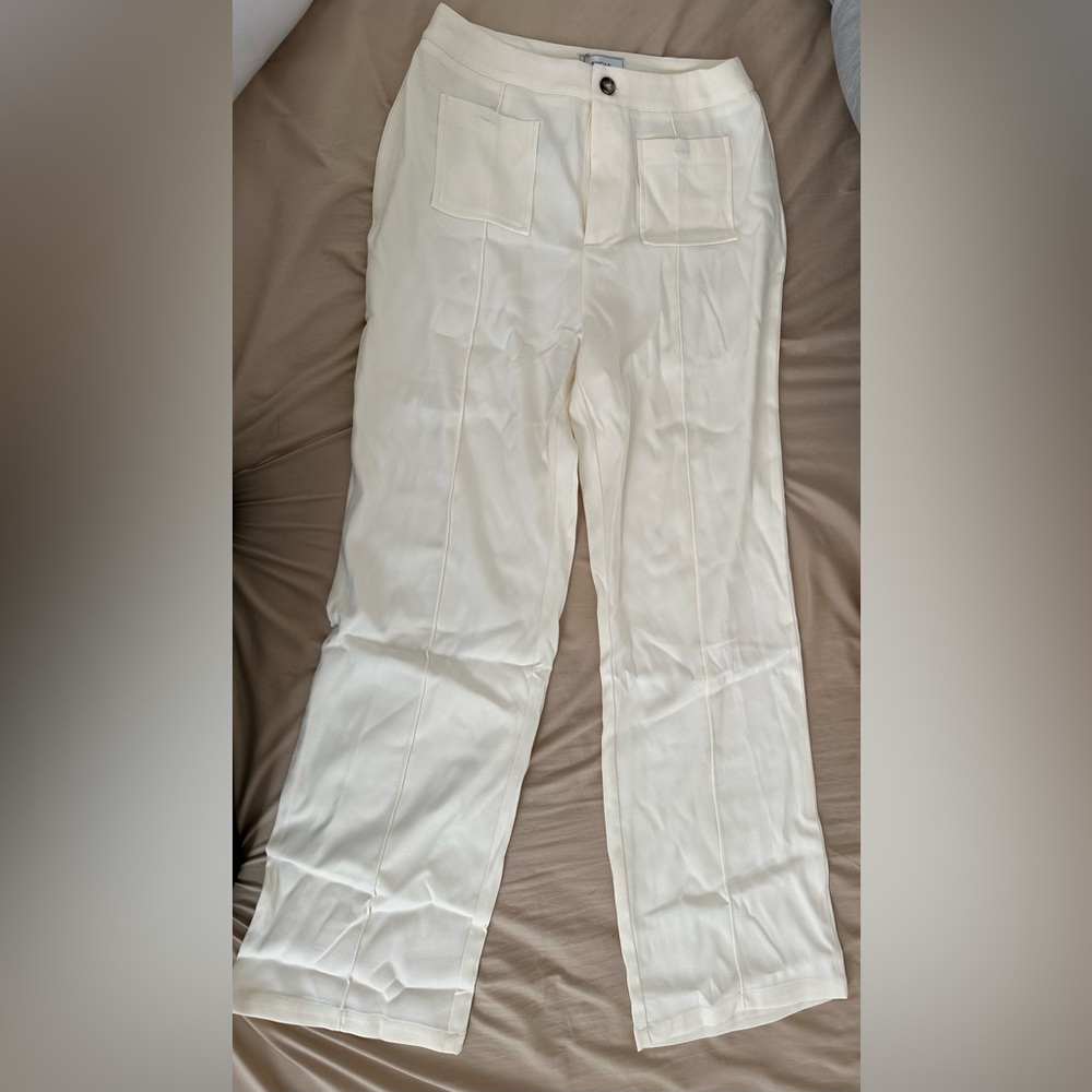 Cream wide legged pants size M